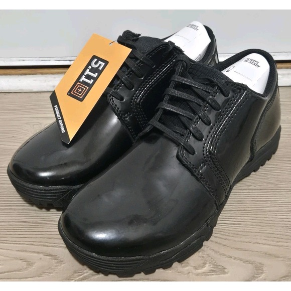 5.11 Tactical Pursuit Oxford Mens 6.5 Black PVC Uniform Dress Shoe Military